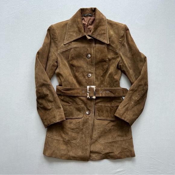 Vintage Belted Suede Trench - Picture 3 of 9